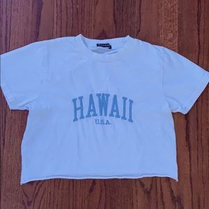 white “hawaii u.s.a” crop top